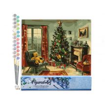 Peinture Par Numéro Figured'art - Cheminée De Noël Classique - Kit De Loisir Créatif Diy Numéro D'Art Complet - 40x50cm Sans Châssis En Bois