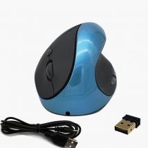 Souris Ergonomique Sans Fil 6 Boutons Rechargeable Usb Noir Bleu Yonis - Yonis