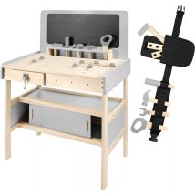 Mamabrum Établi Atelier De Bricolage En Bois Pour Enfant 93 X 70 X 46 Cm +50 Pièces
