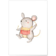 Affiche Enfant Souris Tambour | A3 : 29,7x42cm - L'afficherie