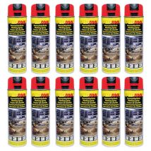 12 Bombes De Peinture - Rouge Fluo - Marquage - Repérage - Traceur De Chantier - 500ml - Dupli-color
