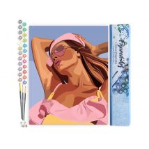 Peinture Par Numéro Figured'art - Fille Embrassée Par Le Soleil - Kit De Loisir Créatif Diy Numéro D'Art Complet - 40x50cm Sans Châssis En Bois