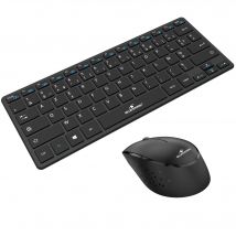 Pack Clavier & Souris Sans Fil Compact - Wireless Avec Smart Dongle 2.4ghz - Design Ultra Slim - Ergonomique - Compatible Sur Windows - Azerty Noir - 