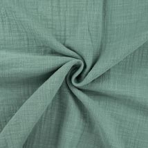 Tissu Double Gaze Aspect Lin Uni Vert Amande - Au Mètre - Craftine