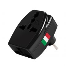 Akashi Adaptateur De Voyage Prise Type L Italie 3 Sorties Universelles Noir