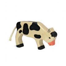 Figurine Holtztiger Veau Broutant - Noir Et Blanc