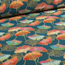 Tissu Jacquard Shali Sur Fond Bleu Canard - Au Mètre - Craftine