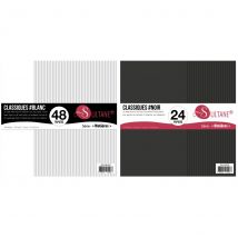 72 Papiers Scrapbooking Noir + Blanc - 300g/ M² - Infocrea