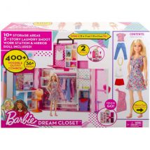 Barbie Maison : Le Dressing Transportable + Accessoires - Habits - Vêtement - 1 Poupée Mannequin - 35 Éléments - Mattel - Hgx57
