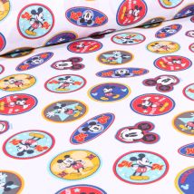 Tissu Coton Imprimé Sous Licence Mickey Mouse Sur Fond Blanc - Au Mètre - Craftine