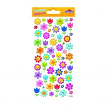 Autocollants Réutilisables - Relief 3d - Fleurs - Paillettes - Global Gift