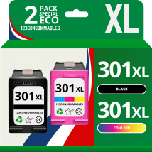 301xl - Pack 2 Cartouches Hp 301 Xl Compatibles Hp Deskjet 2620 2630 - 123consommables
