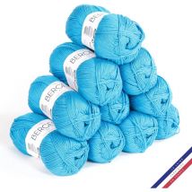 10 Pelotes De Laine - Lagon - 100% Coton Bio - 3mm - Tricot Et Crochet - Bergère De France - Bergere de France