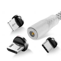 Câble Usb Vers Lightning, Usb-c Et Micro-usb Charge 2.4a 1m Argent - Avizar