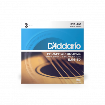 D'Addario Ej16-3d - Cordes En Bronze Phosphoreux Guitare Acoustique - .012 - .053 - 3 Sets