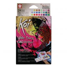 Sakura - Coffret De 24 Demi-godets Aquarelle Koi - Métalliques Et Fluo
