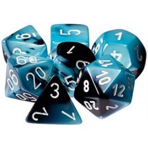 7 Dés Pour Jdr Chessex - Gémini - Noir, Nacré Et Blanc