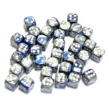 36 Dés Pour Jdr Chessex - Gémini - Bleu, Acier Et Blanc