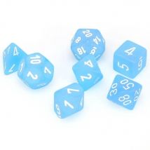 7 Dés Pour Jdr Chessex - Gémini - Bleu Caraïbe Et Blanc