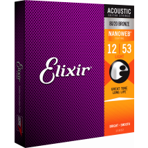 Elixir 11052 Light - Cordes 80/20 Bronze Nanoweb Pour Guitare Folk - .012 - .053