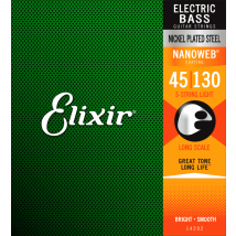 Elixir Bass Nanoweb Light 14202 - Cordes En Acier Nickelé Pour Guitare Basse 5 Cordes - 45-130