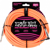 Câble Instrument Gaine Tissée Ernie Ball - Jack/jack Coudé - 3 Mètres - Orange