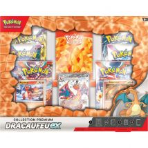 Coffret Pokémon - Collection Premium Dracaufeu Ex - 6 Boosters + 2 Cartes Brillantes + 1 Carte Promo + 65 Protège-cartes - Pokemon