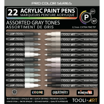 Lot De 22 Marqueurs Acryliques Pointe Extra-fine - Tooli-art - Gris