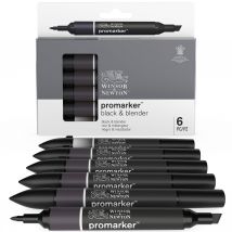 Lot De 5 Marqueurs + 1 Blender - Winsor & Newton - Noir - Promarker