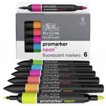 Lot De 6 Marqueurs Pointe Fine Et Large - Winsor & Newton - Couleurs Assorties - Promaker Neon