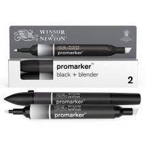 Set De 2 Marqueurs Promarker Noir + Blender - Winsor & Newton