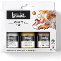 3 Flacon De 30 Ml D'Encre Acrylique Iridescente Ink! Liquitex - Coffret Aquarelle