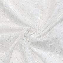 Coupon De Tissu Broderie Anglaise Domotex - Coton - Blanc - 100 X 130 Cm