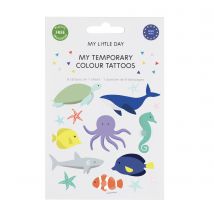 1 Planche De 8 Tatouages Temporaires - Les Animaux Marins - My Little Day