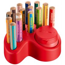 Set De 15 Crayons + 1 Taille-crayon Avec Réservoir + 1 Plateau De Rangement - Stabilo - Woody 3 In 1 - Stabilo