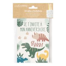 Lot De 8 Cartes D'Invitation Scrapcooking - Dinosaure - Scrapcooking