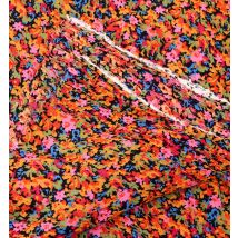 Coupon Tissu Promod Couture - Viscose Crinkle - Fleurs Avec Fond Noir - 3m X 122cm