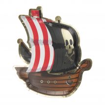 Assiette Jetable Tim&puce Factory - Bateau Pirate - 23 X 20 Cm - Lot De 8