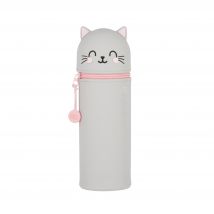 Trousse Souple 2 En 1 Ronde 1 Compartiment Legami - Gris - Chat Kawaii