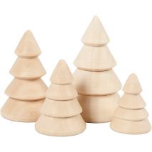 Lot De 4 Mini Sapins De Noël Créativ Company - Bois
