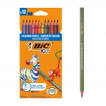 Lot De 12 Crayons De Couleur - Bic Kids - Couleurs Assorties - Evolution Stripes