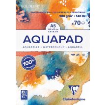 Bloc Aquarelle Clairefontaine - A5 14,8 X 21 Cm - Goldline Aquapad - 70 Feuilles