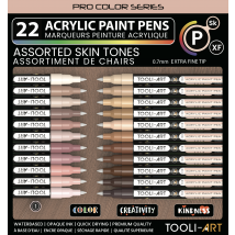 Lot De 24 Marqueurs Acryliques Pointe Extra-fine - Tooli-art - Couleurs Chair
