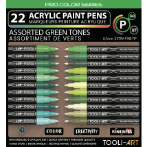 Lot De 22 Marqueurs À Peinture Acrylique Tooli-art - Pointe Extra-fine 07 Mm - Vert