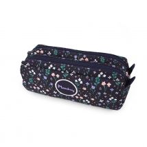 Trousse Rectangulaire 2 Compartiments Cultura - Fleuri Noir - Moonbay