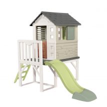 Maison De Jardin Smoby Life – Maison Pilotis Avec Toboggan & Volets Coulissants – Anti‐uv – 243 X 160 X 197 cm