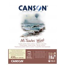 Bloc Collé Petit Côté Canson - Mi-teintes Velvet - Blanc Crème - A4 24 X 32 Cm - 430g/m²