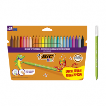 Lot De 24 Feutres De Coloriage Pointe Moyenne - Bic Kids - Kid Couleur