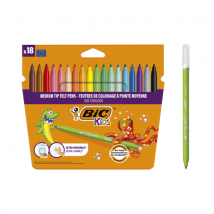 Pochette De 18 Feutres De Coloriage - Kid Couleur - Pointe Moyenne - Bic Kids - BIC