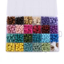 Coffret De Perles En Bois - Multicolores - Créalia